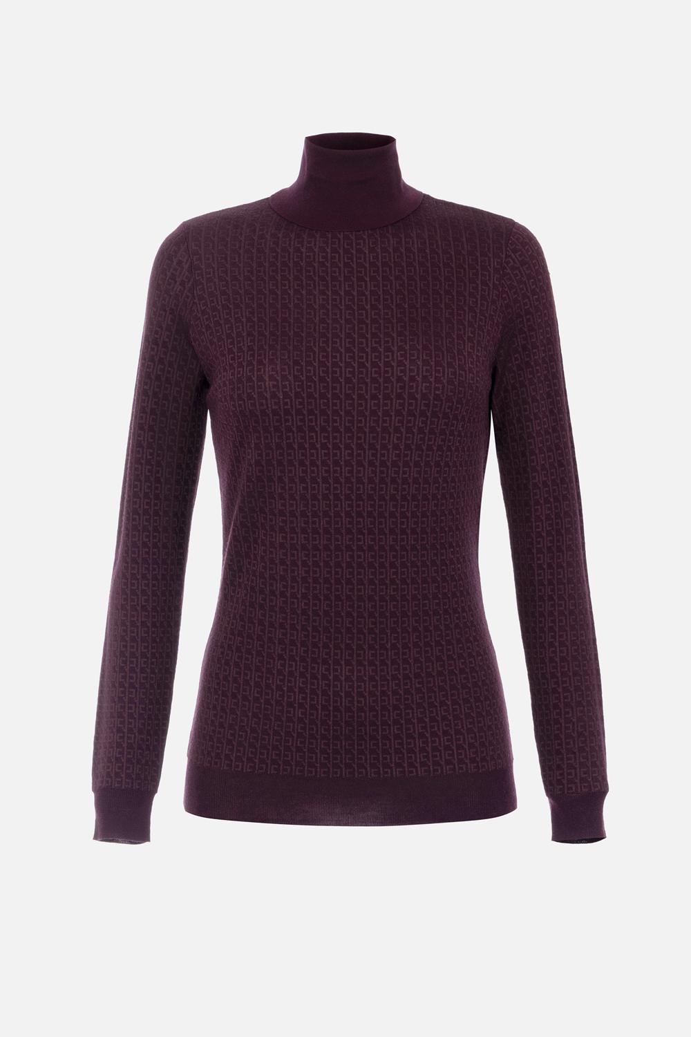 Maglia in lana con micro-logo jacquard<BR/> MK23S 56E2EA4 Elisabetta Franchi