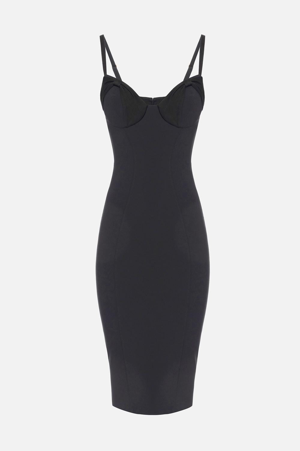 Abito in crêpe con fiocchi in raso AB702 51E2110 Elisabetta Franchi