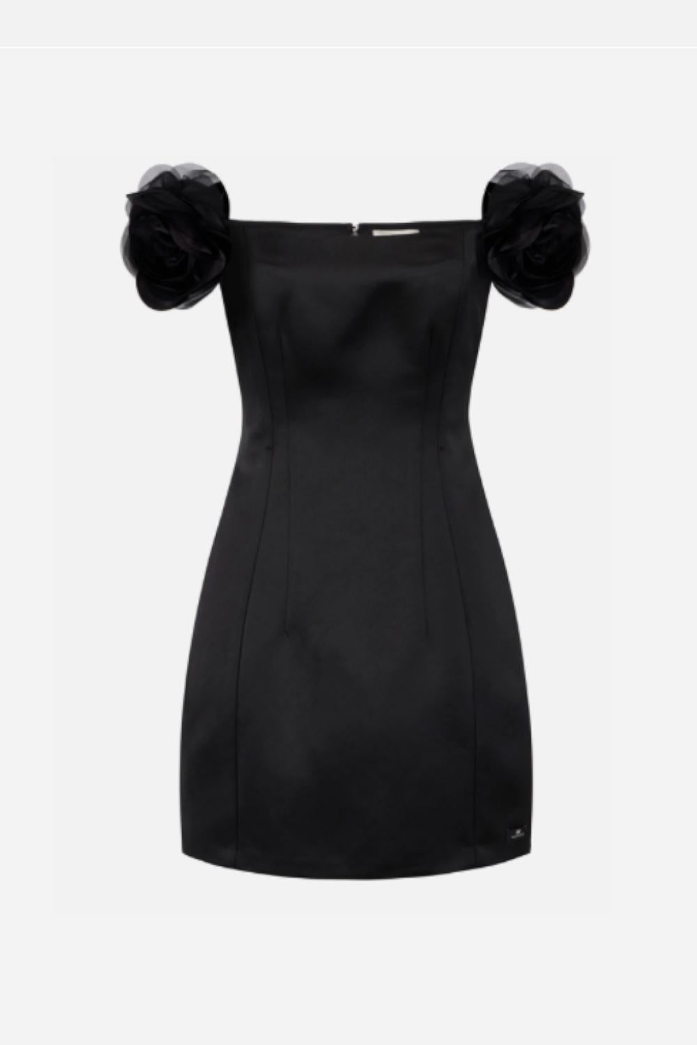 Abito in Duchesse con Fiori Applicati<BR/> ABT51 52E2110 Elisabetta Franchi