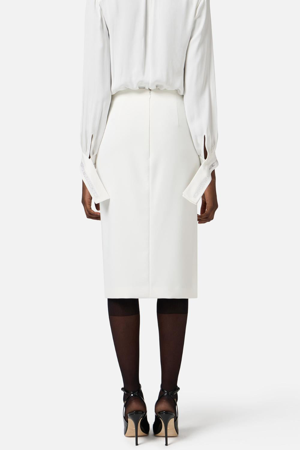 Gonna in doppio crêpe leggero con dettaglio gioiello<BR/> GO122 53E2360 Elisabetta Franchi