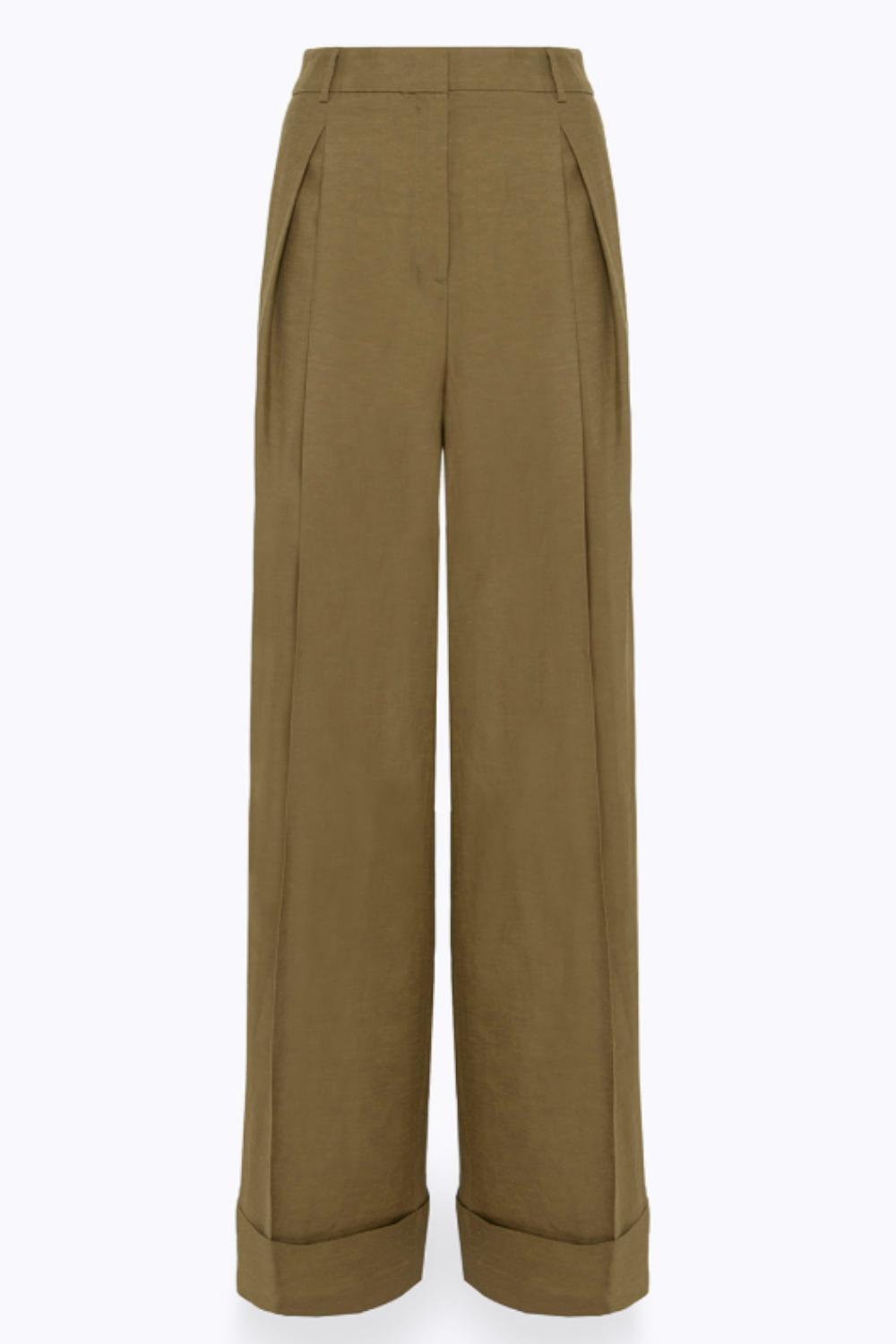 PANTALONI WIDE LEG IN MISTO LINO<BR/> RA5161 T882390622 Blugirl