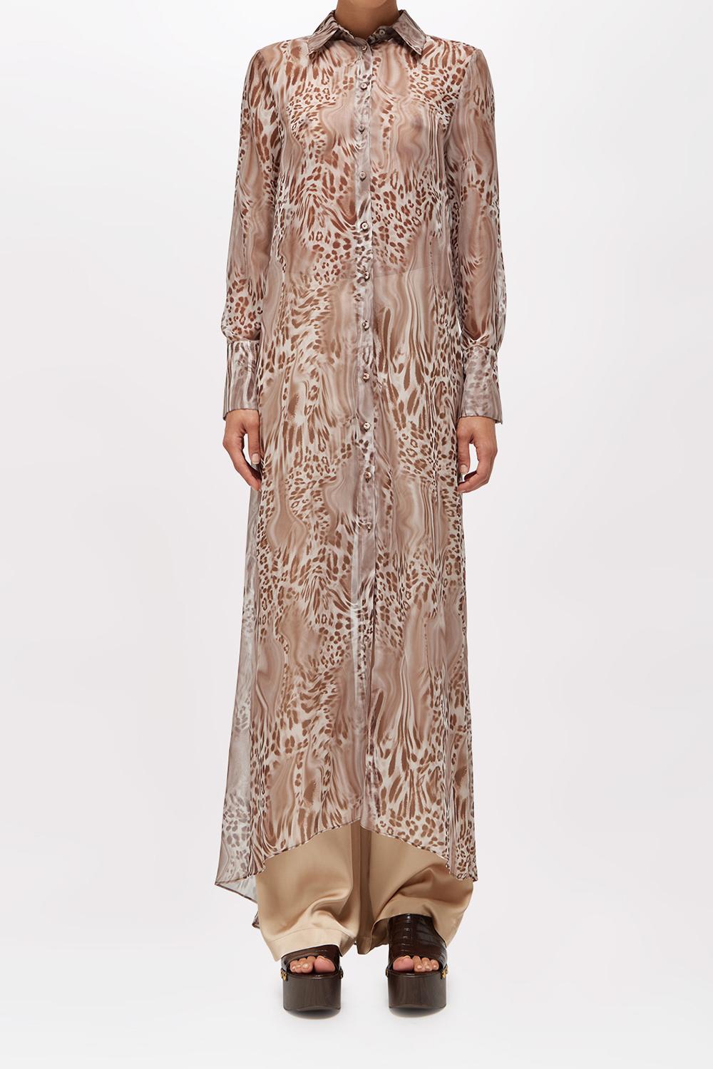 MAXI CAMICIA IN CHIFFON ANIMALIER RA6088 TS121P9371 Blugirl