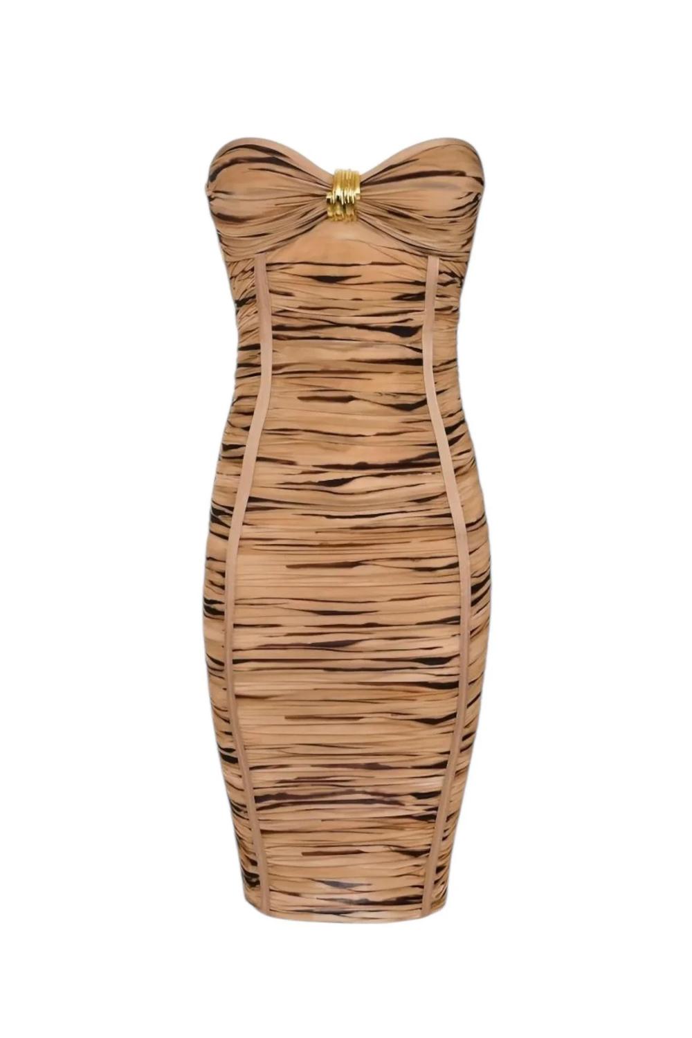 Abito midi in jersey con stampa tigre AB945 62E2470 Elisabetta Franchi
