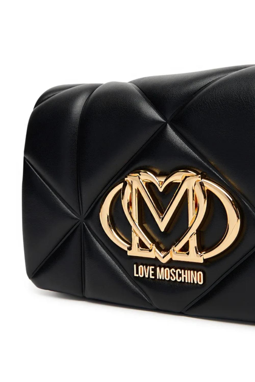 Borsa a tracolla Love Moschino trapuntata nera con logo cuore in metallo JC4043PP1O LC0000 Love Moschino