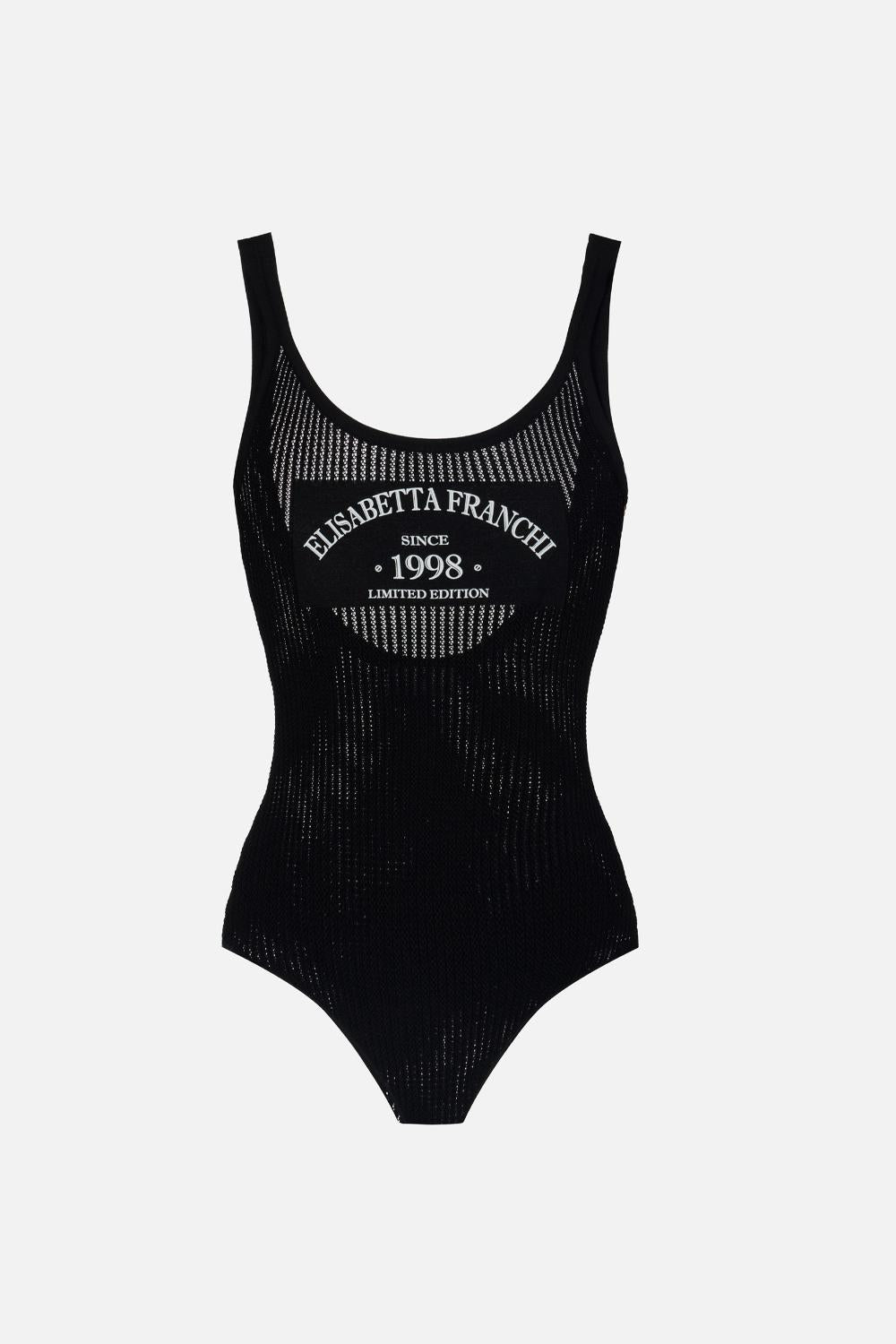 Body Elisabetta Franchi in Maglia a Costine con Stampa Logo BK81Q 61E2110 Elisabetta Franchi