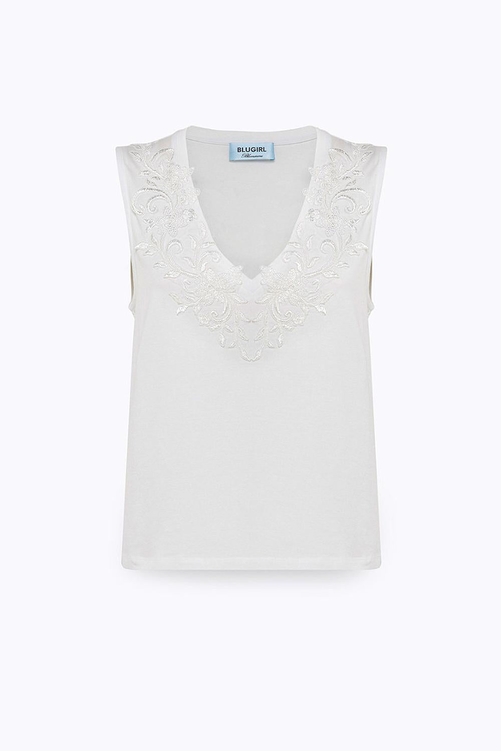 top in jersey con pizzo RA6152 J500311111 Blugirl