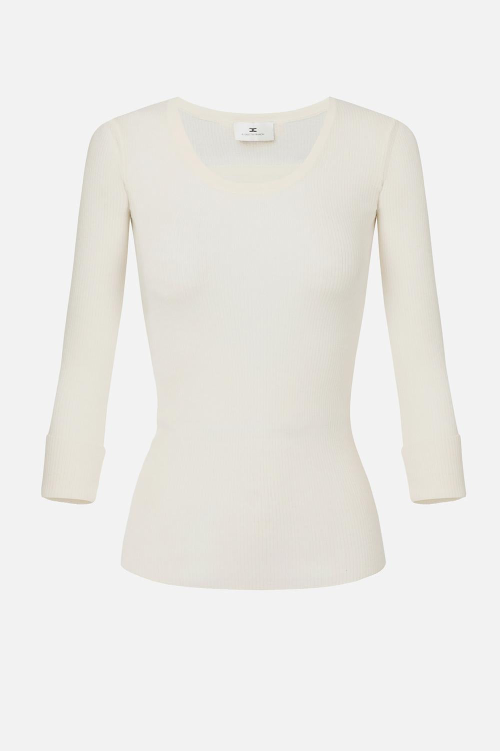 Top in maglia con dettaglio lettering<BR/> MK41B 57E2DZ9 Elisabetta Franchi