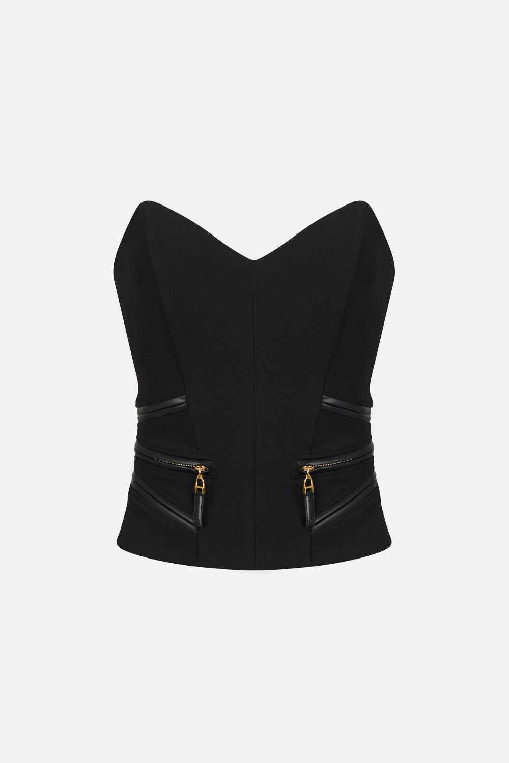 Top in crêpe con dettagli zip<BR/> TO036 56E2110 Elisabetta Franchi