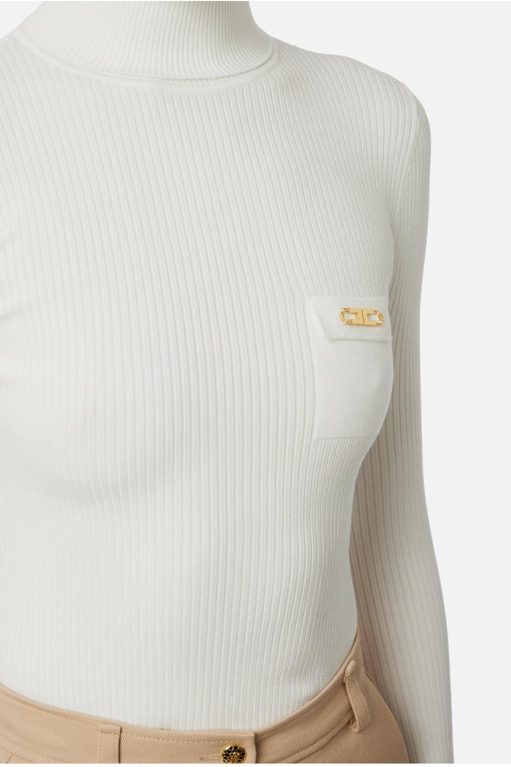 Maglia a costine con taschino<BR/> MK11B 56E2360 Elisabetta Franchi