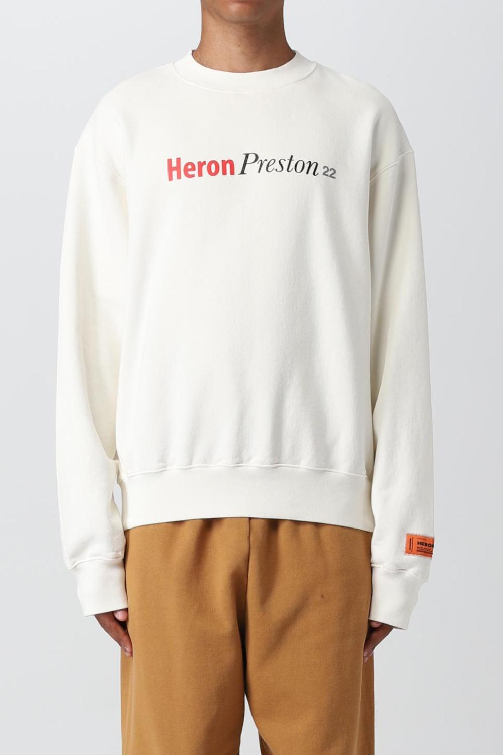 Felpa bianca This Is Not Logo Heron Preston con stampa frontale e label arancione HMBA020F22JER007 /0184 Heron Preston