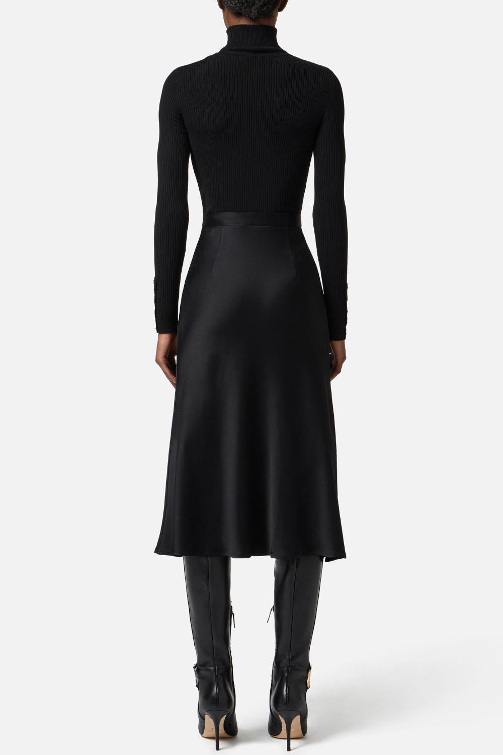 Abito in maglia a costine e raso con taschino AM06B 56E2110 Elisabetta Franchi