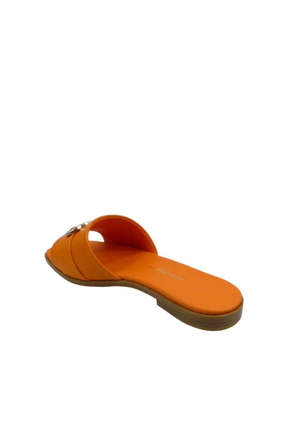 Ciabatte Flat Oria Salvatore Ferragamo in Pelle Arancione con Gancini ORIA 0758087ARANCIO Salvatore Ferragamo