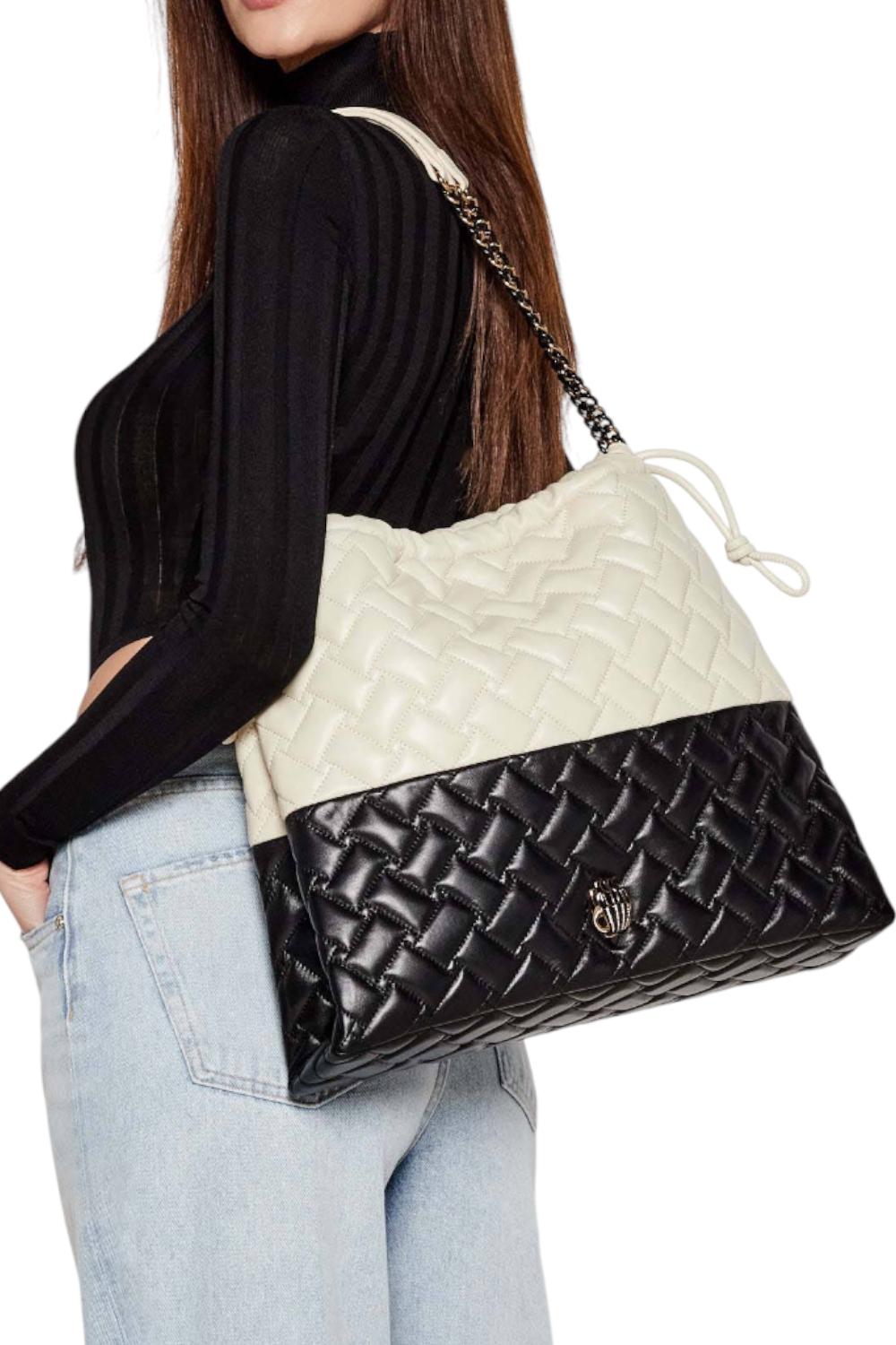 Borsa Shopper in pelle<BR/> 4702501109 /BLK/WHITE Kurt Geiger London