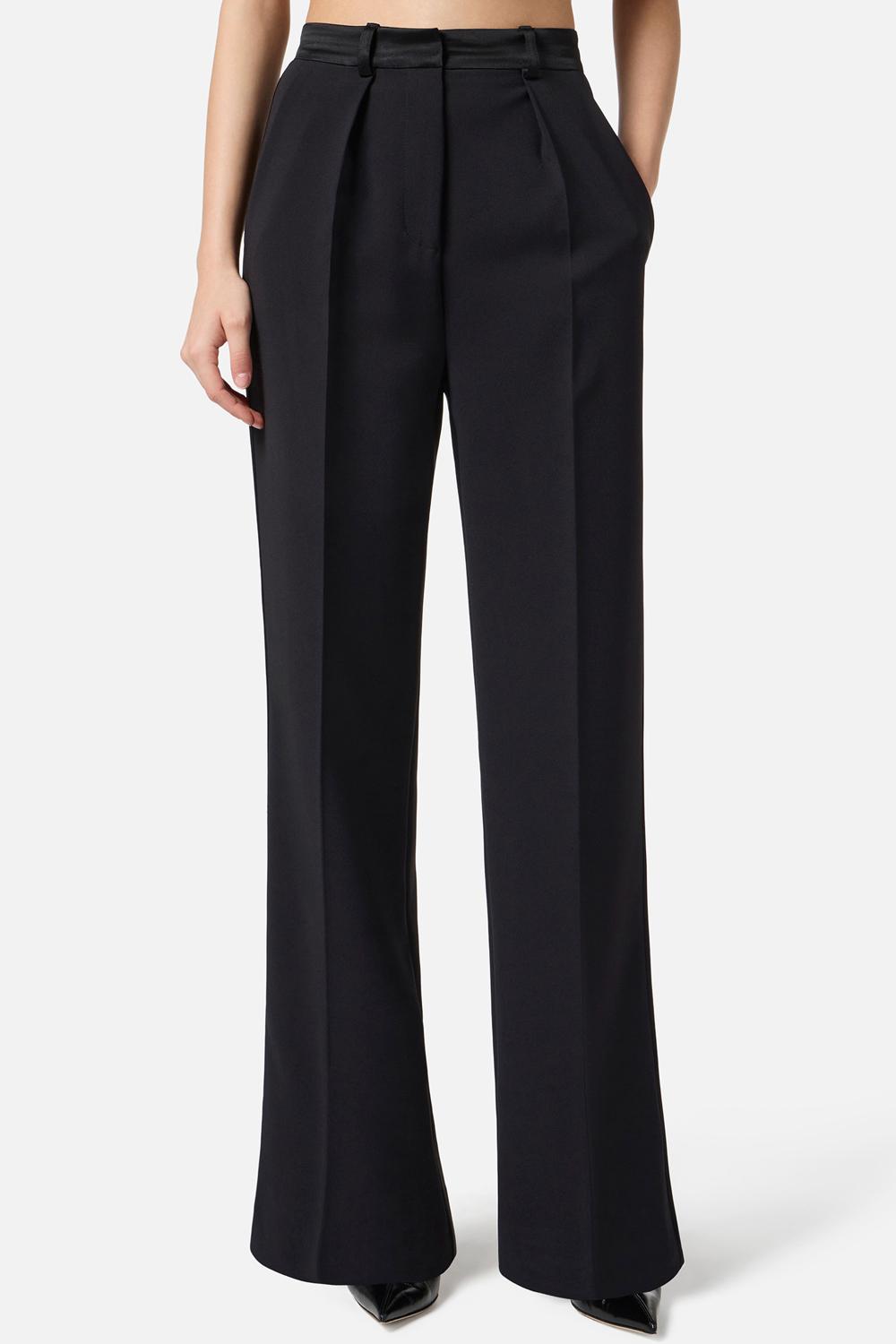 Pantaloni in crêpe leggero con dettagli smoking<BR/> PA126 56E2110 Elisabetta Franchi
