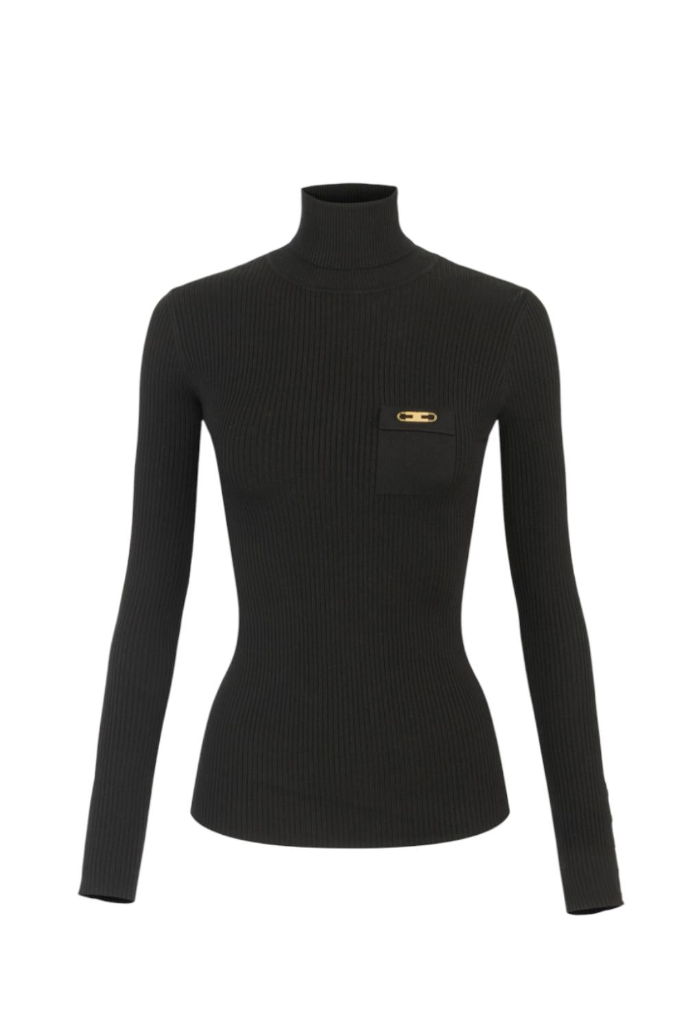 Maglia a costine con taschino<BR/> MK11B 56E2110 Elisabetta Franchi