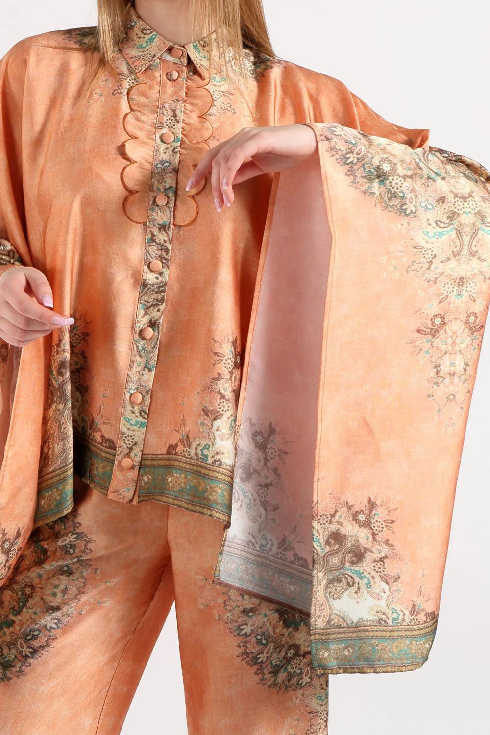 Camicia Donna Amosa Modello Poncho a Fantasia A26SSCA28 /U.V. Amosa