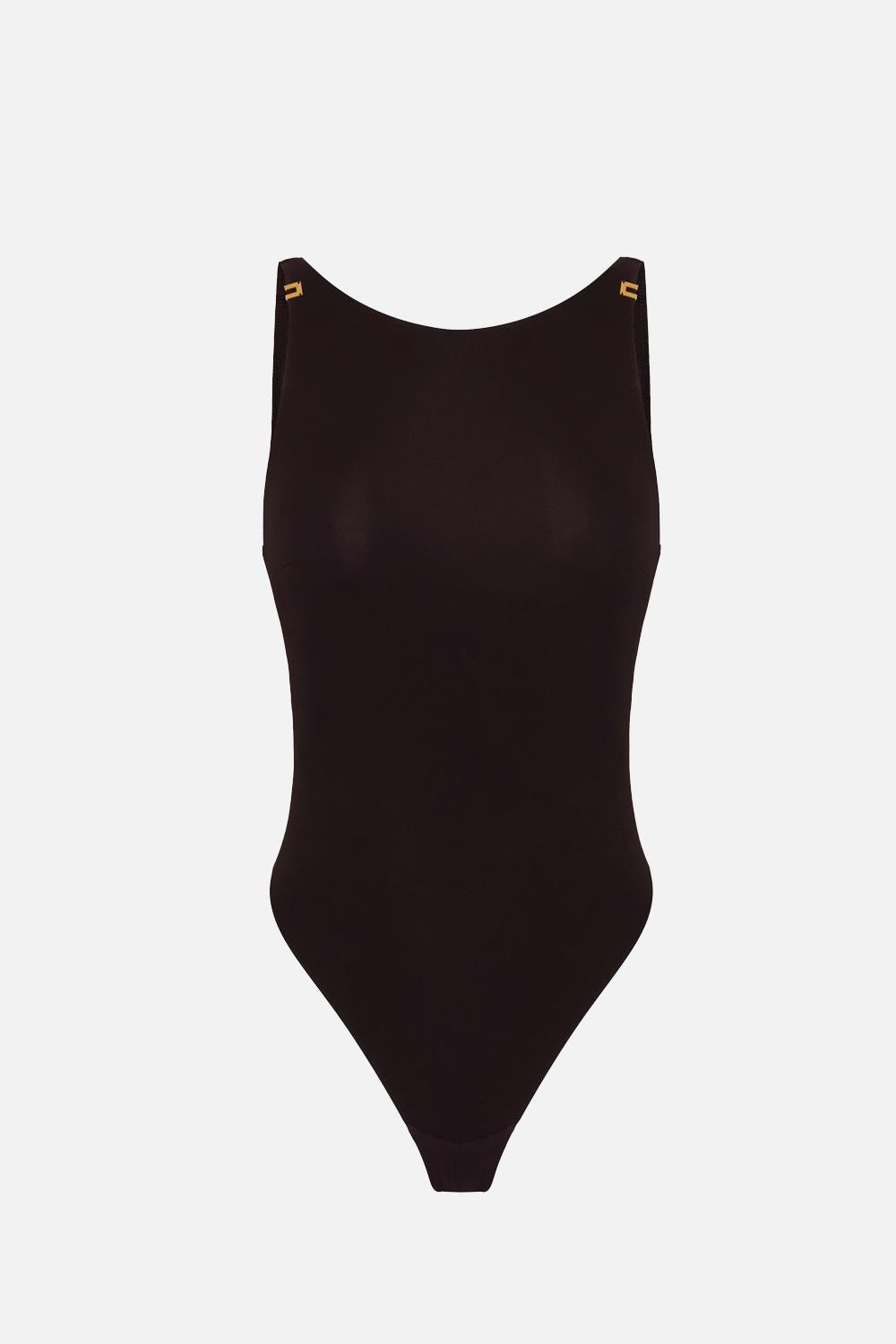 Body in jersey crêpe con dettagli logo BO034 62E2EV9 Elisabetta Franchi