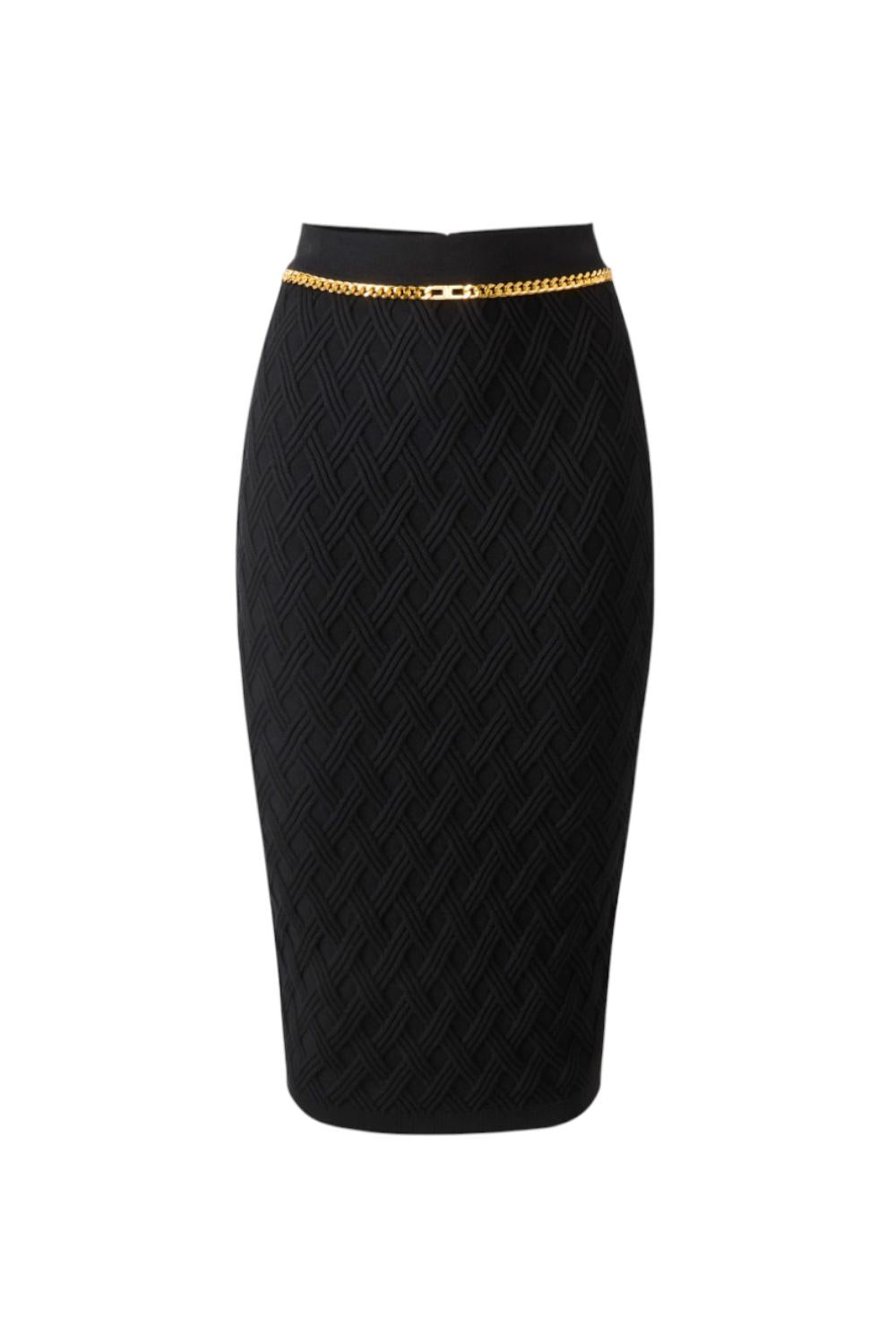 Gonna in maglia a rombi con dettaglio gioiello<BR/> GK20B 56E2110 Elisabetta Franchi