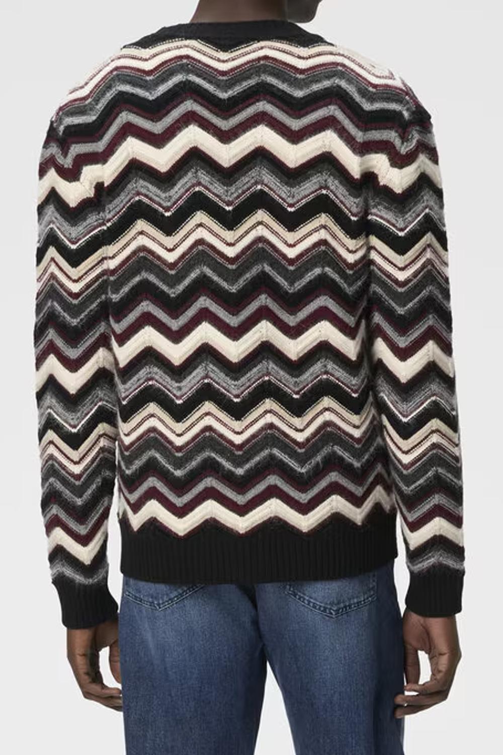 Cardigan in Misto Lana e Alpaca con Bottoni e Motivo Zig Zag US25WM0B BK01D2S91PS Missoni