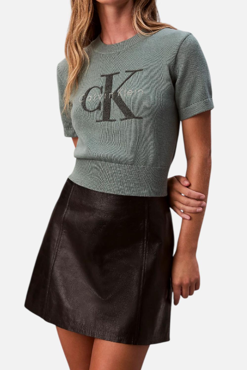 T-shirt Donna Calvin Klein con Grafica Monologo e Design Minimal LV044E306G /PNO Calvin Klein
