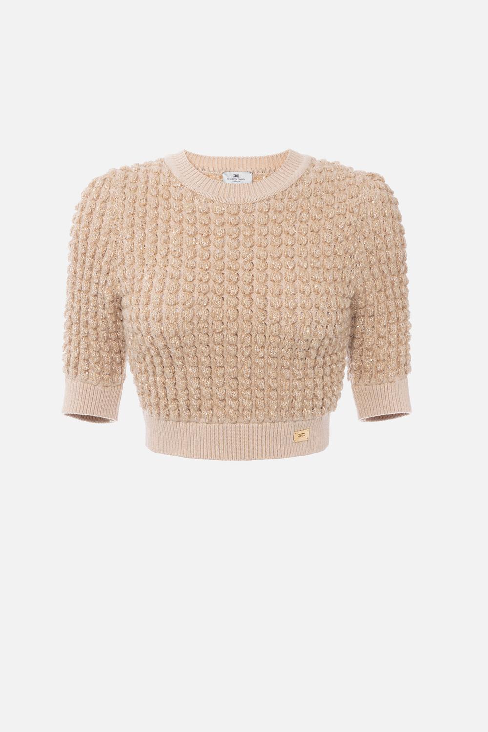 Top in maglia bouclé con paillettes<BR/> MK18Q 56E2EA2 Elisabetta Franchi