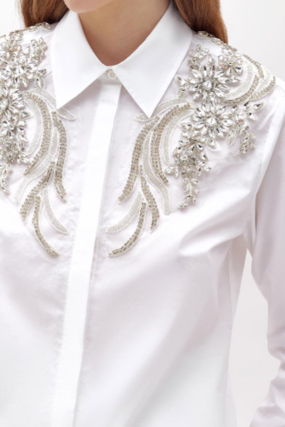 Camicia con patch di cristalli RF5100 TS24611111 Blugirl