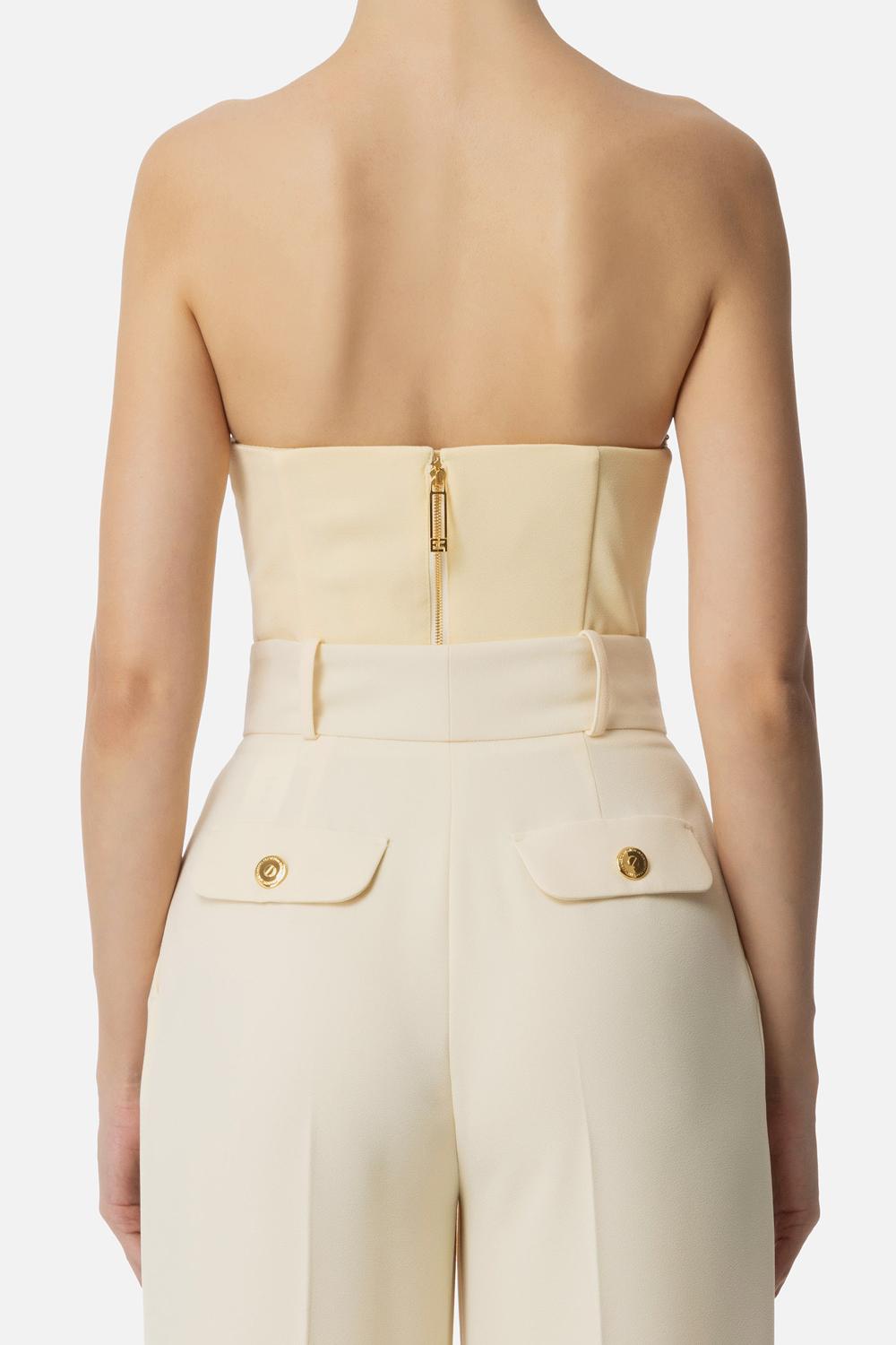 Top in crêpe fluido con decorazione gioiello<BR/> TO018 51E2DC7 Elisabetta Franchi