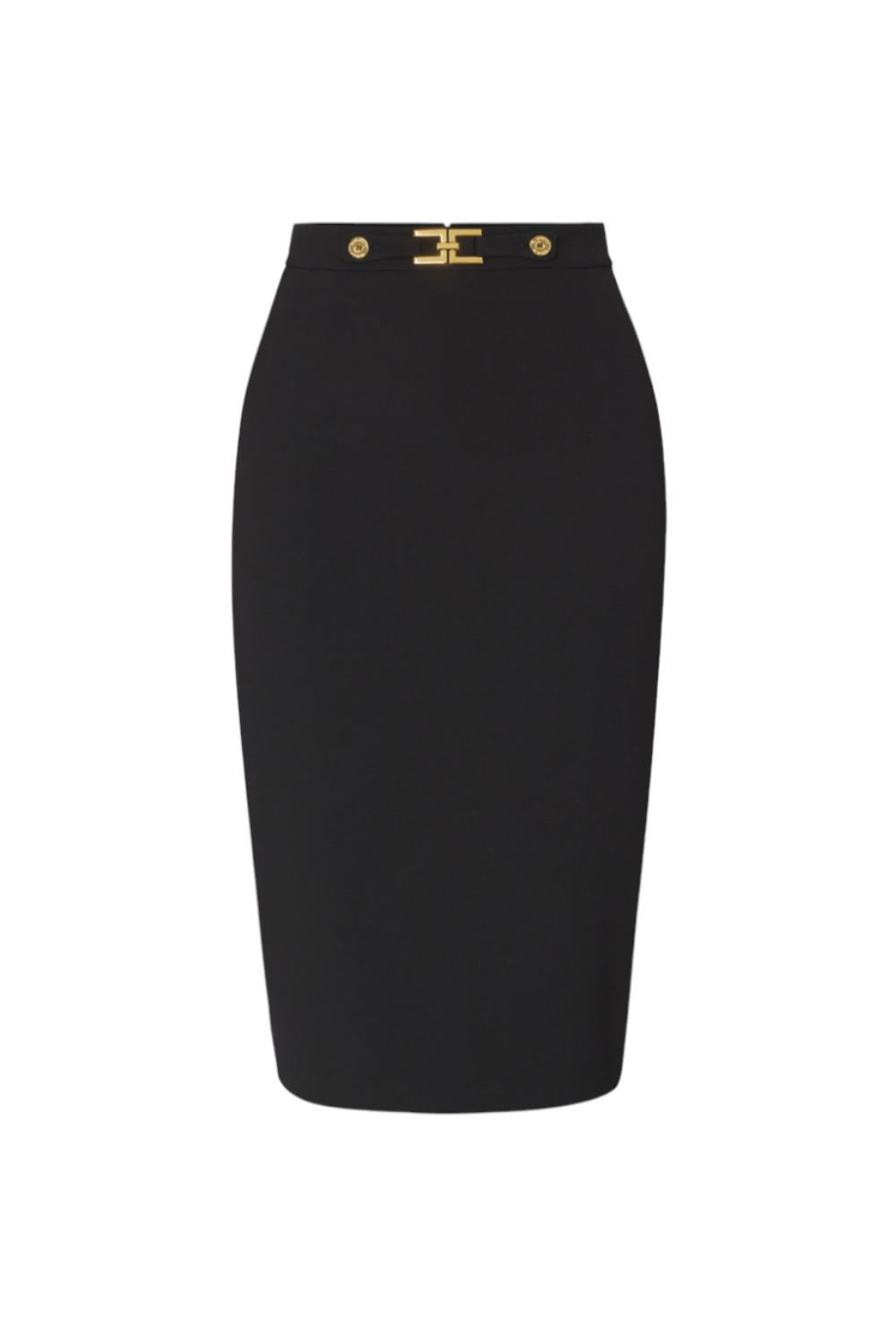 Gonna in crêpe con logo gioiello<BR/> GO137 56E2110 Elisabetta Franchi