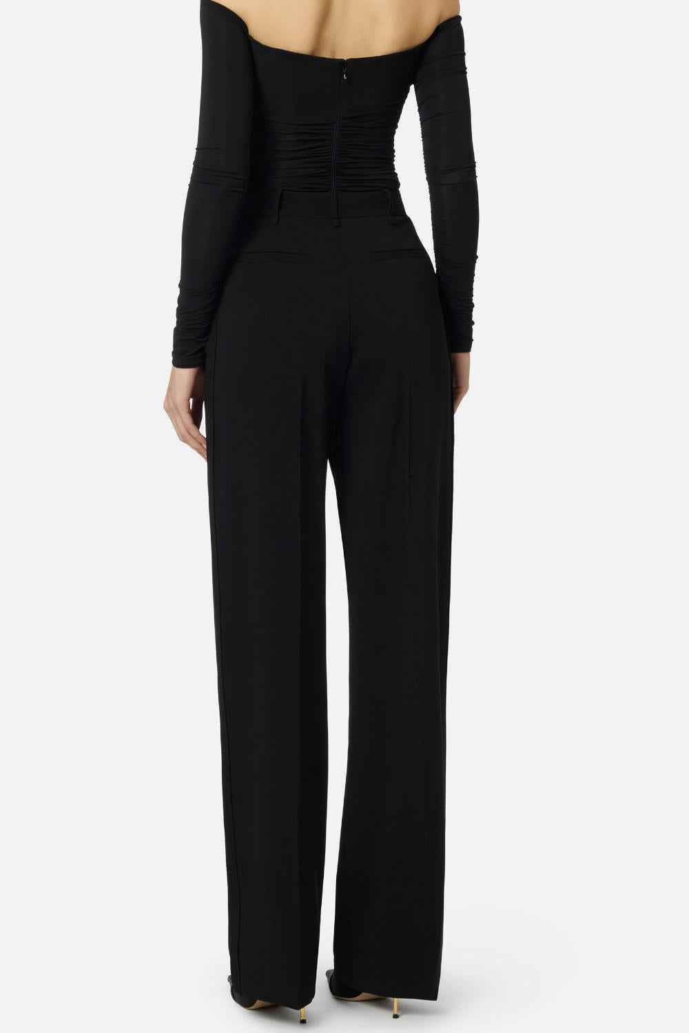 Pantaloni Elisabetta Franchi Essential in Crêpe Leggero con Charm Logo PA167 61E2110 Elisabetta Franchi