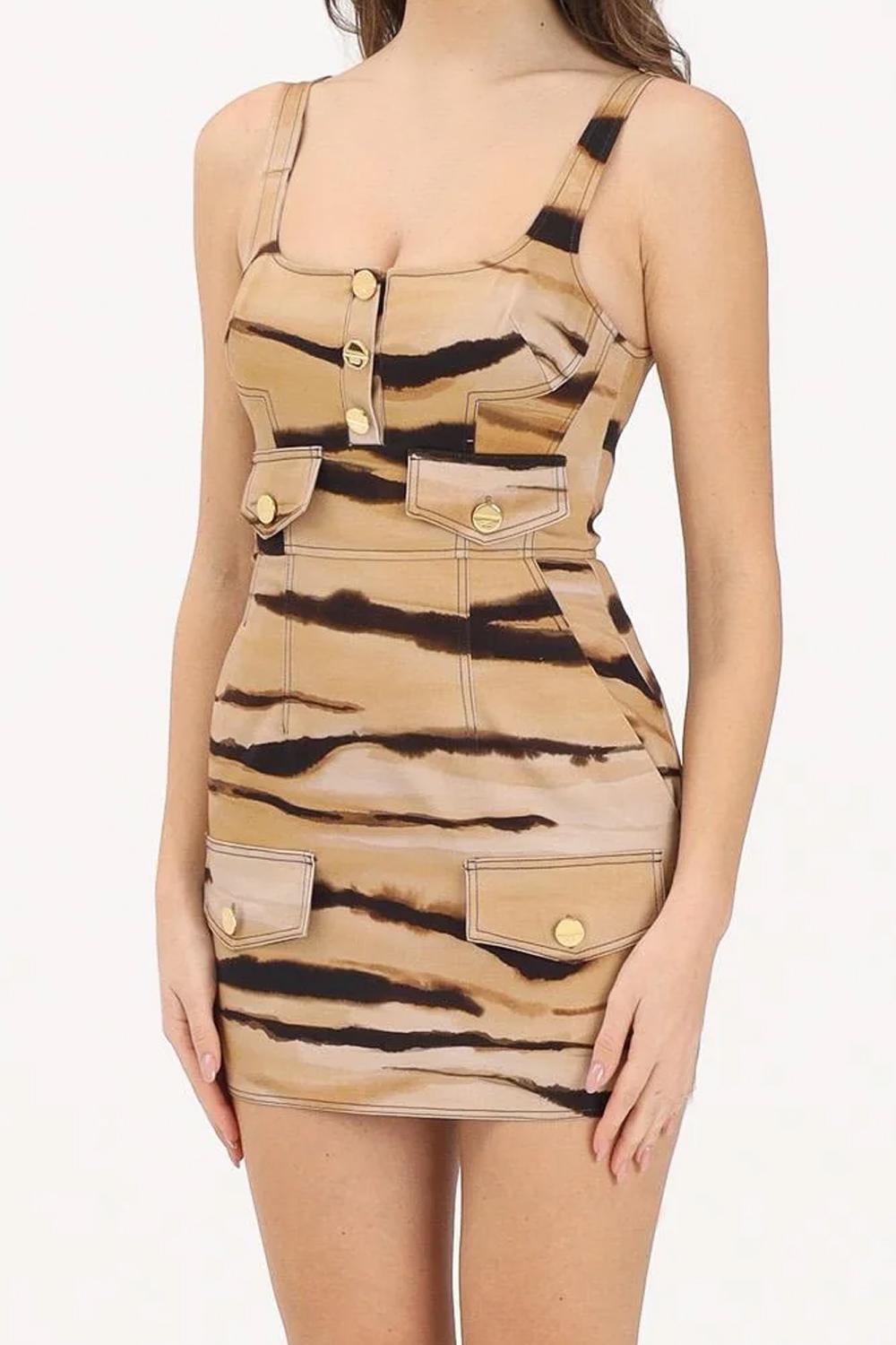 abito corto fantasia a zebra AB959 62E2470 Elisabetta Franchi