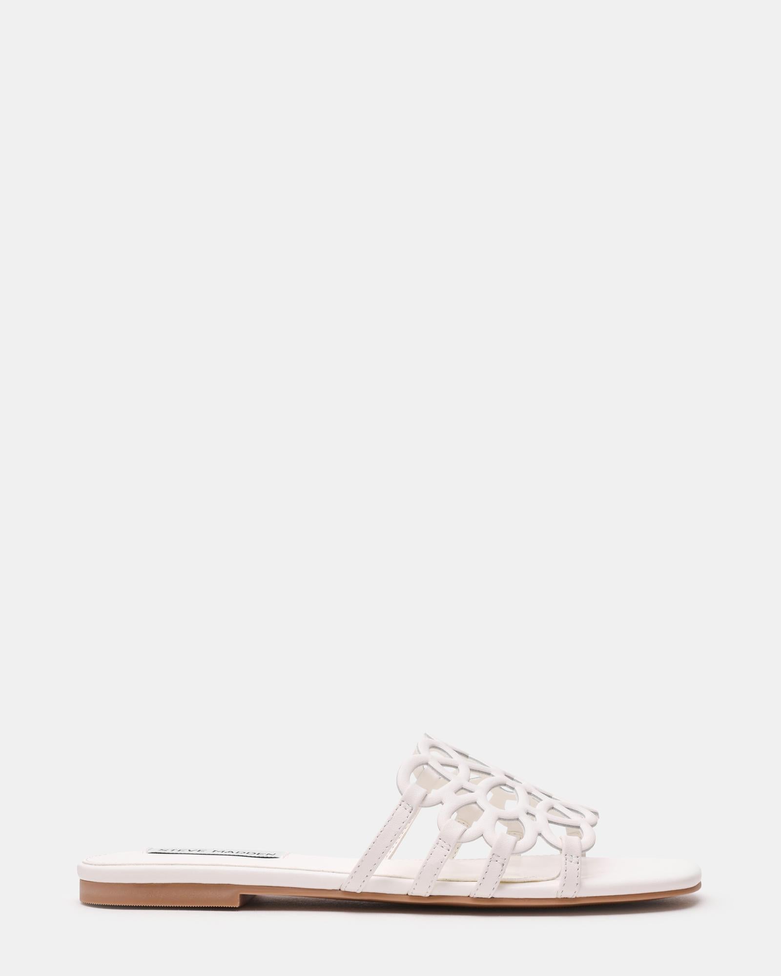 LOTUS - ciabatta flat con fascia LOTUS WHITE LEATHER Steve Madden