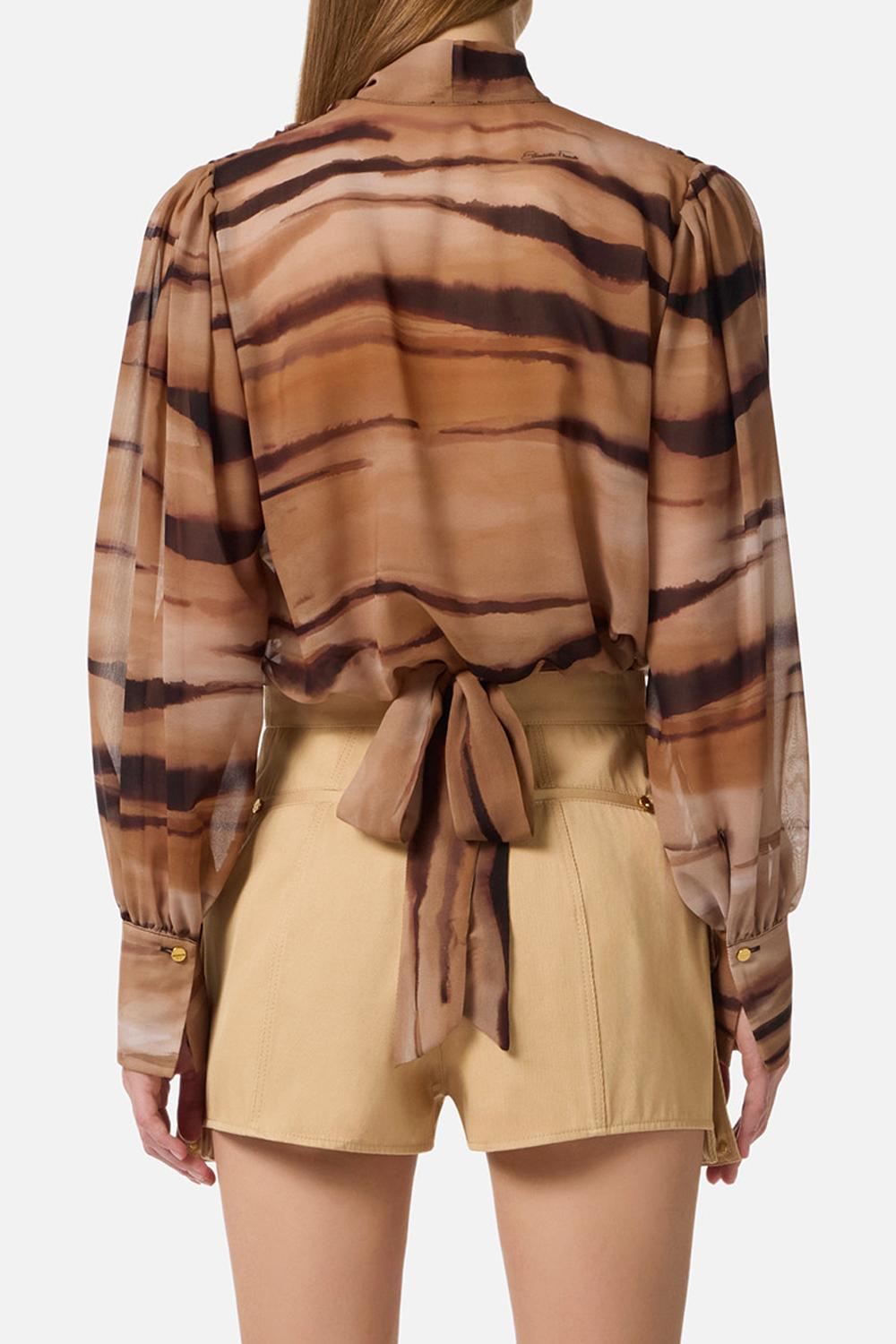 Blusa in chiffon con stampa tigre<BR/> CA160 62E2470 Elisabetta Franchi