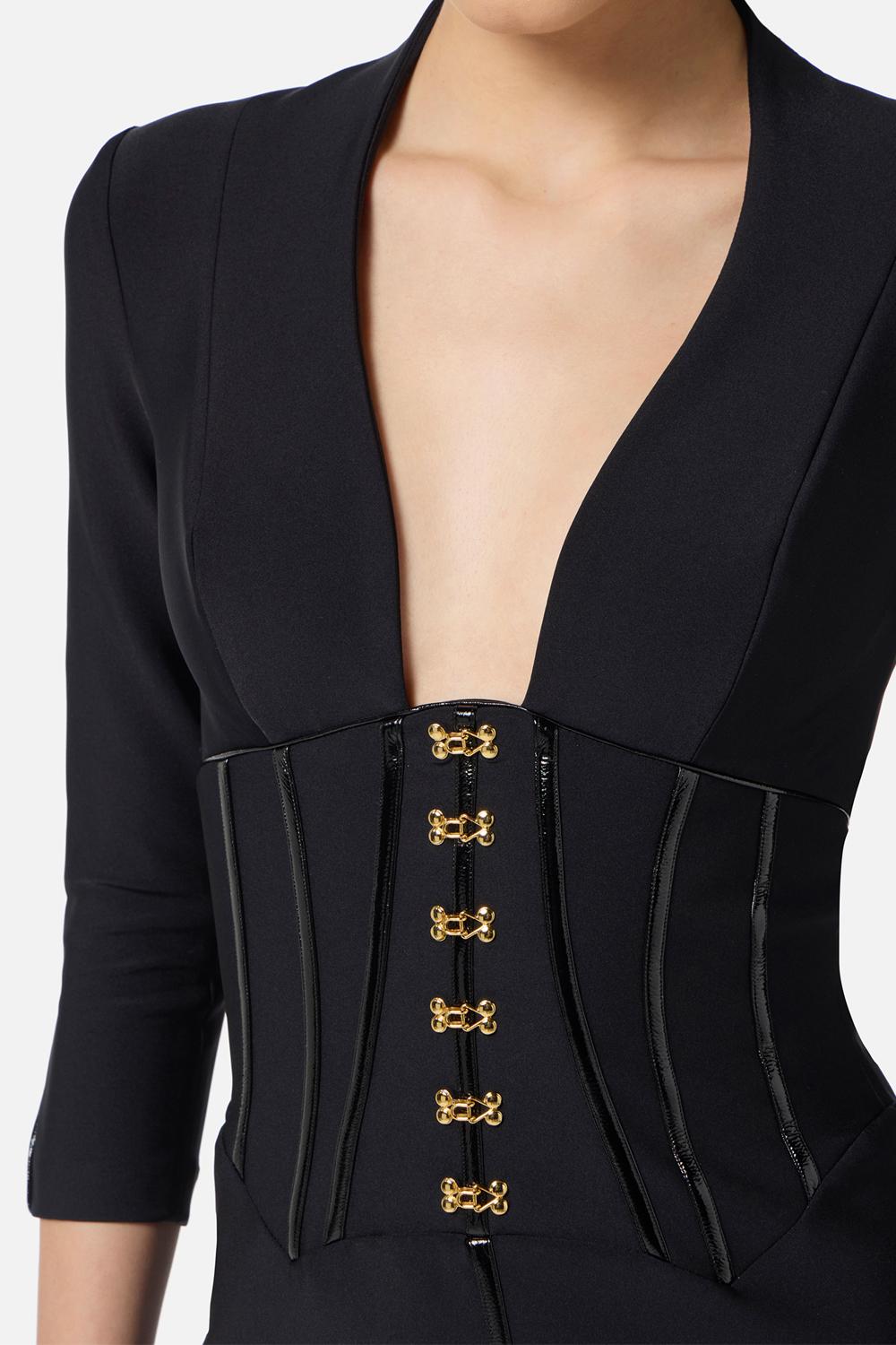 Abito in neoprene con dettagli corsetto<BR/> AB797 57E2110 Elisabetta Franchi