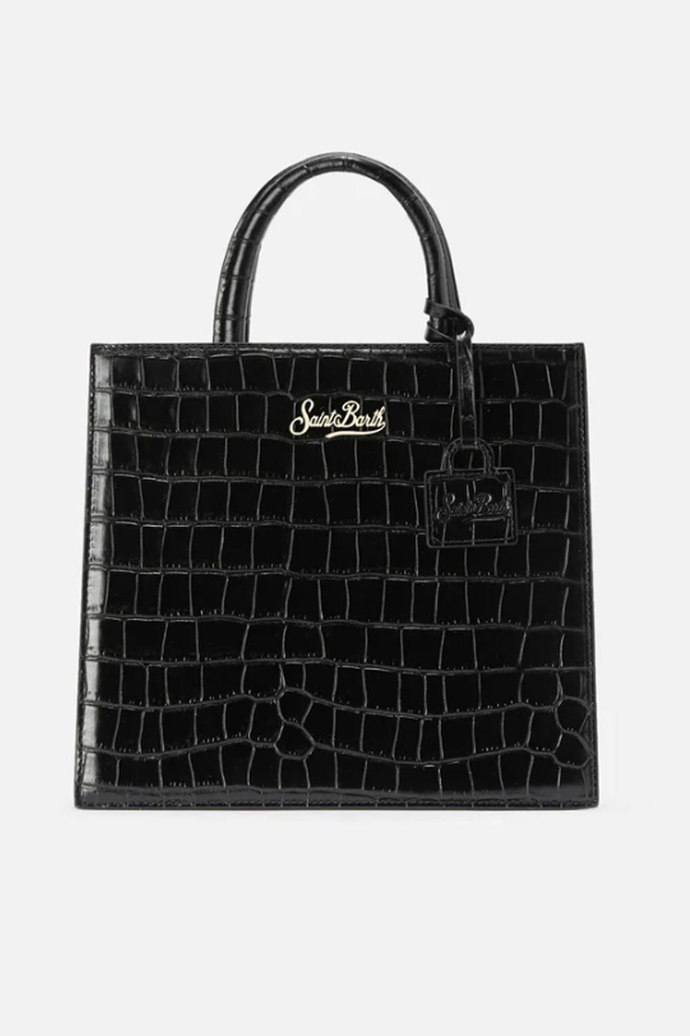 Borsa Tote Media in Pelle con Logo Metallo SHBM0001 /00645I Mc2 Saint Barth