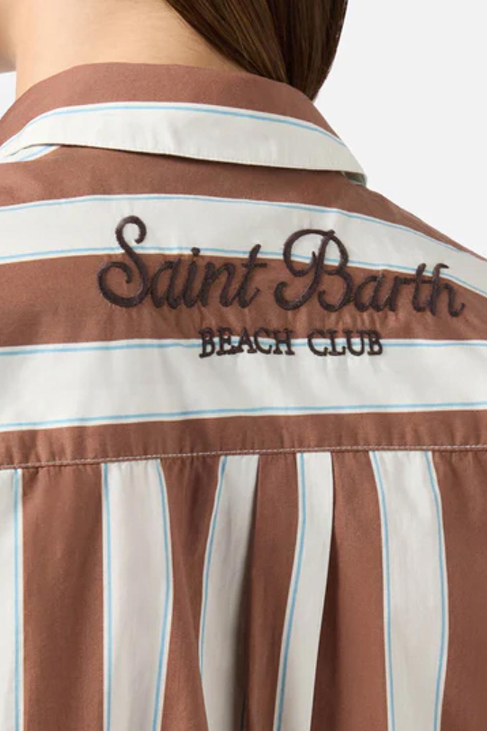 camicia brigitte mc2 in cotone a righe marroni con ricamo Sport Club BRIG001 -01418L Mc2 Saint Barth