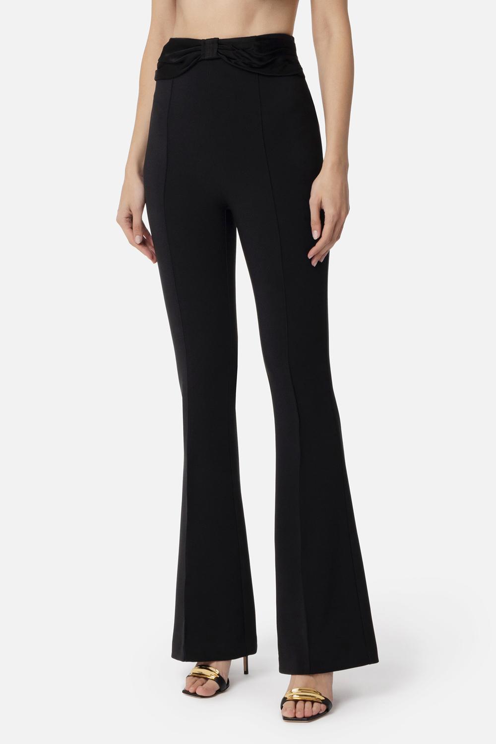 Pantaloni in crêpe con fiocco in raso<BR/> PA085 51E2110 Elisabetta Franchi