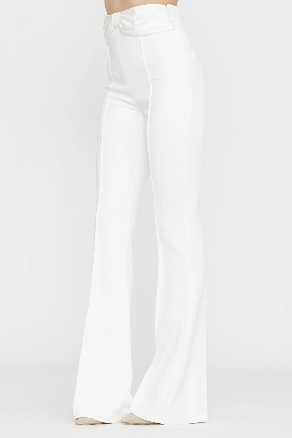 Pantaloni in crêpe con fiocco in raso<BR/> PA085 51E2360 Elisabetta Franchi
