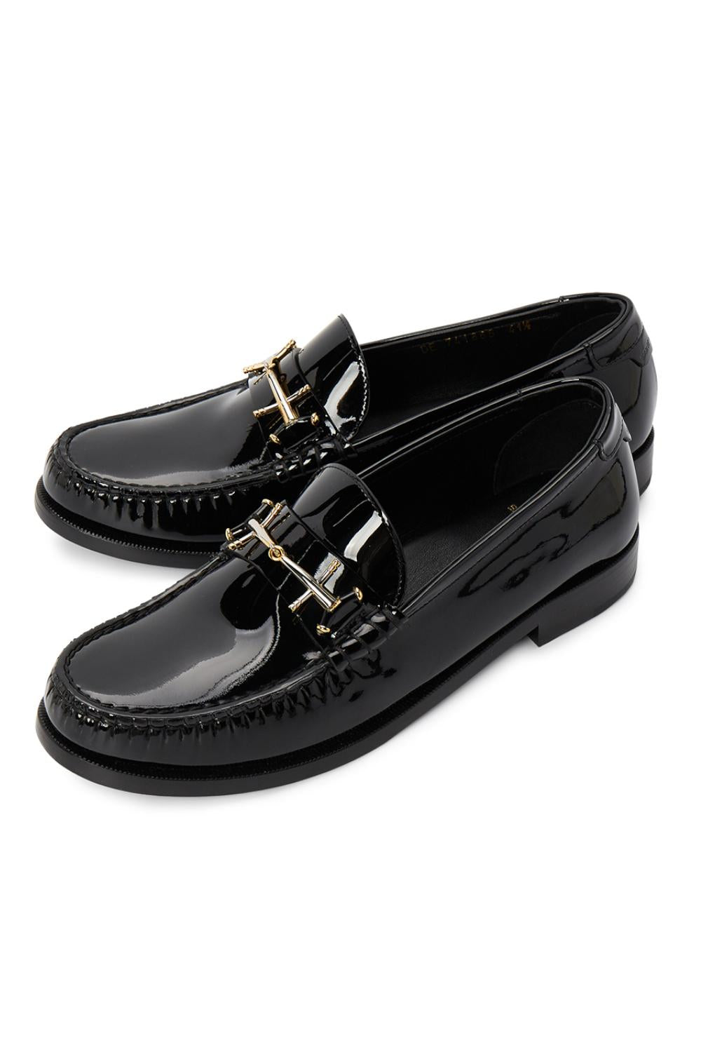 Mocassini Penny Firmati Saint Laurent in Pelle di Vitello Nera 741866 AAB3B1000 Saint Laurent