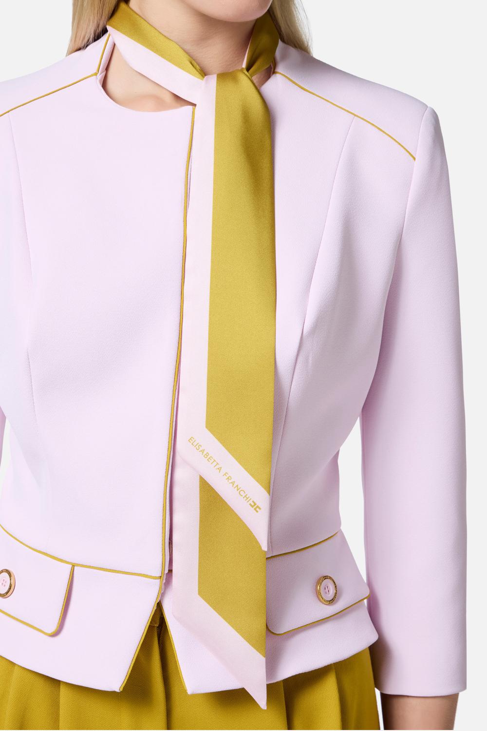 Giacca in crêpe con foulard bicolore<BR/> GIT51 51E2DK3 Elisabetta Franchi