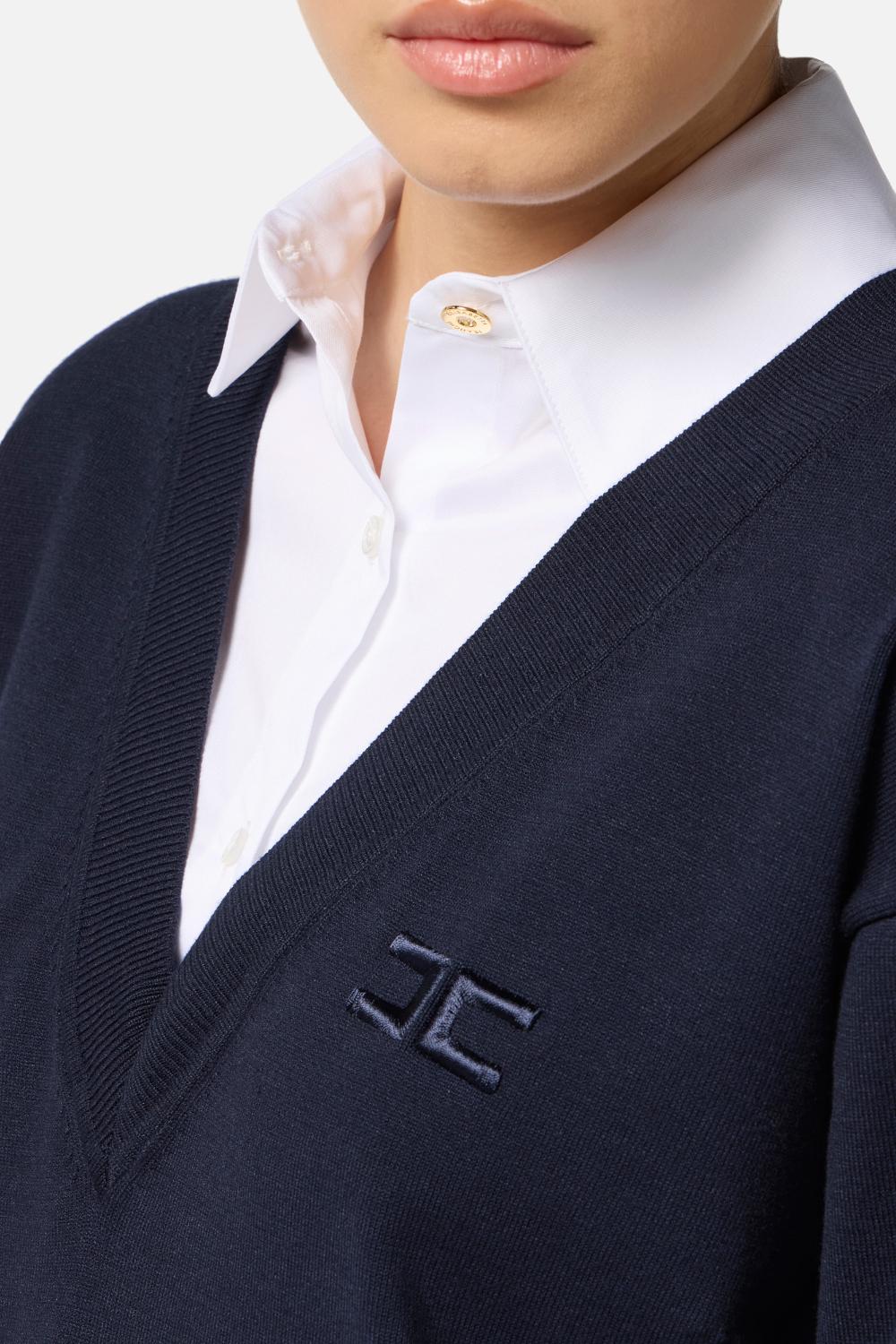 Abito in maglia di viscosa e popeline di cotone<BR/> AM09T 56E2EF7 Elisabetta Franchi