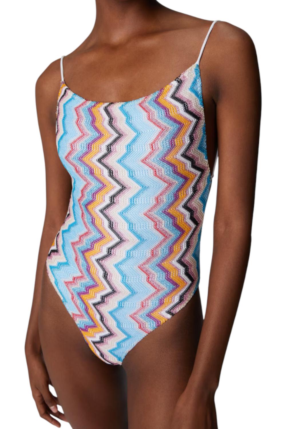 Costume intero sportivo con motivo a zigzag<BR/> MC25SP01 BC005JS72LG Missoni