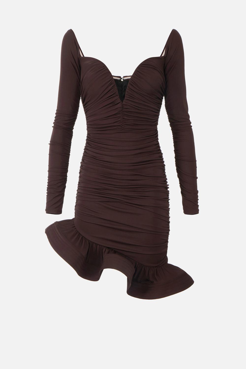 Mini abito in jersey crêpe con balza AB880 62E2EV9 Elisabetta Franchi