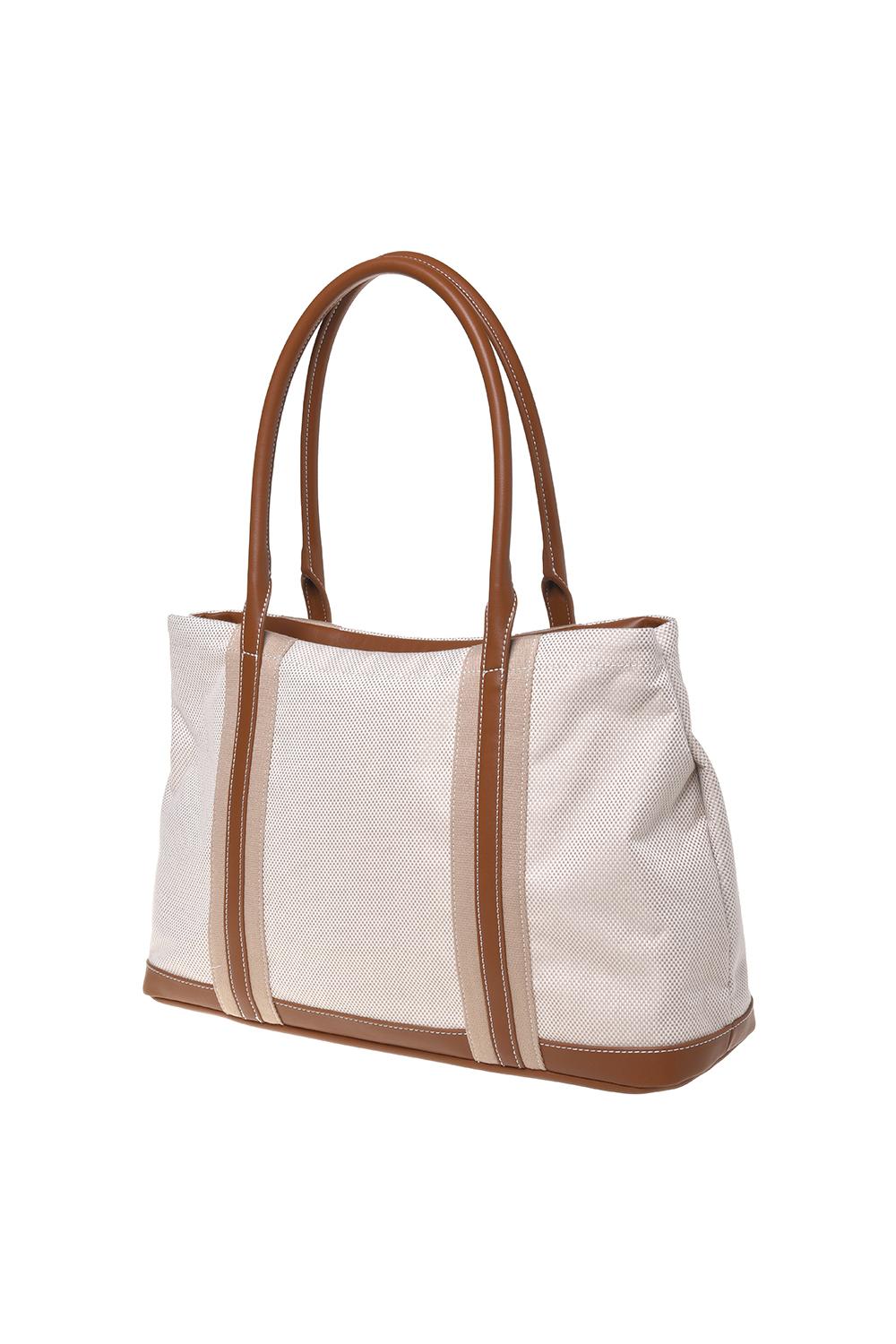 Borsa shopper Love Moschino in canvas beige ed ecopelle cuoio con logo lettering JC4064PP1O LZ110A Love Moschino