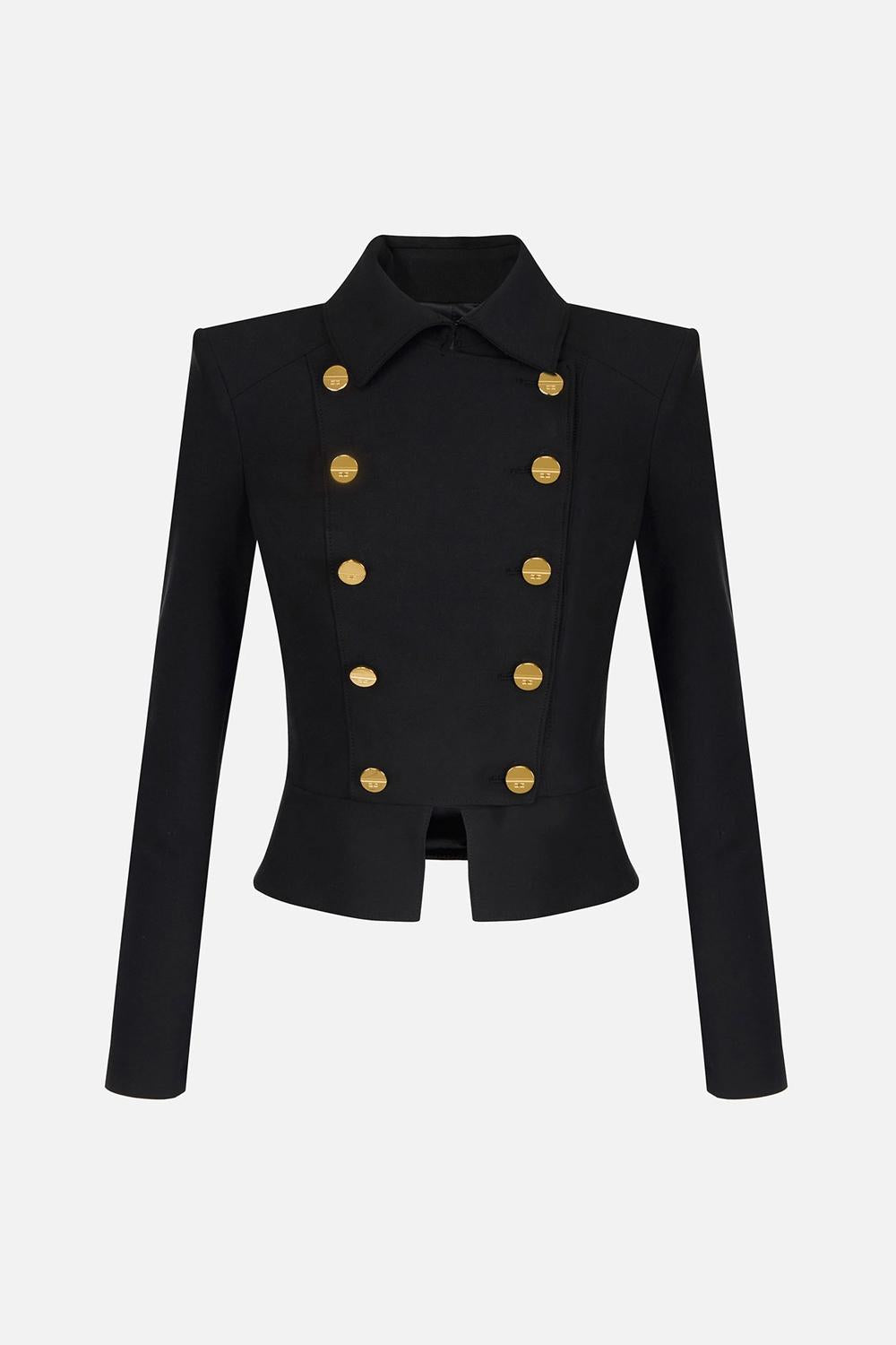 Giacca in tessuto bielastico con bottoni gioiello<BR/> GI185 57E2110 Elisabetta Franchi