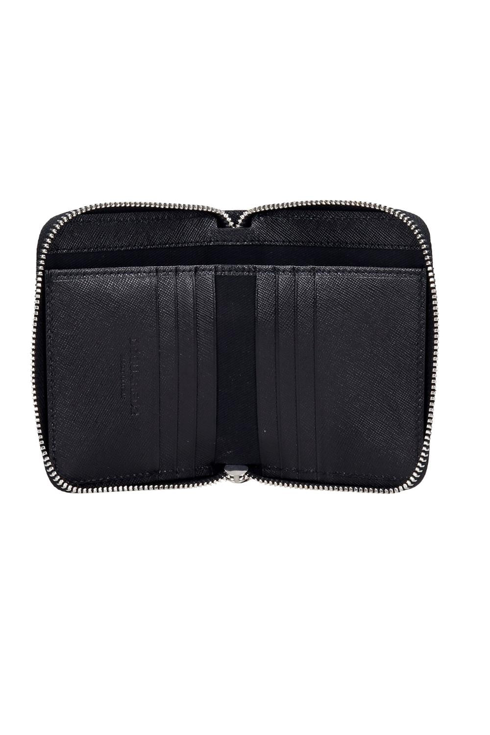 Portafoglio Dsquared2 in Pelle Nera con Zip Compatto con Logo WAM000 901501209NERO Dsquared2