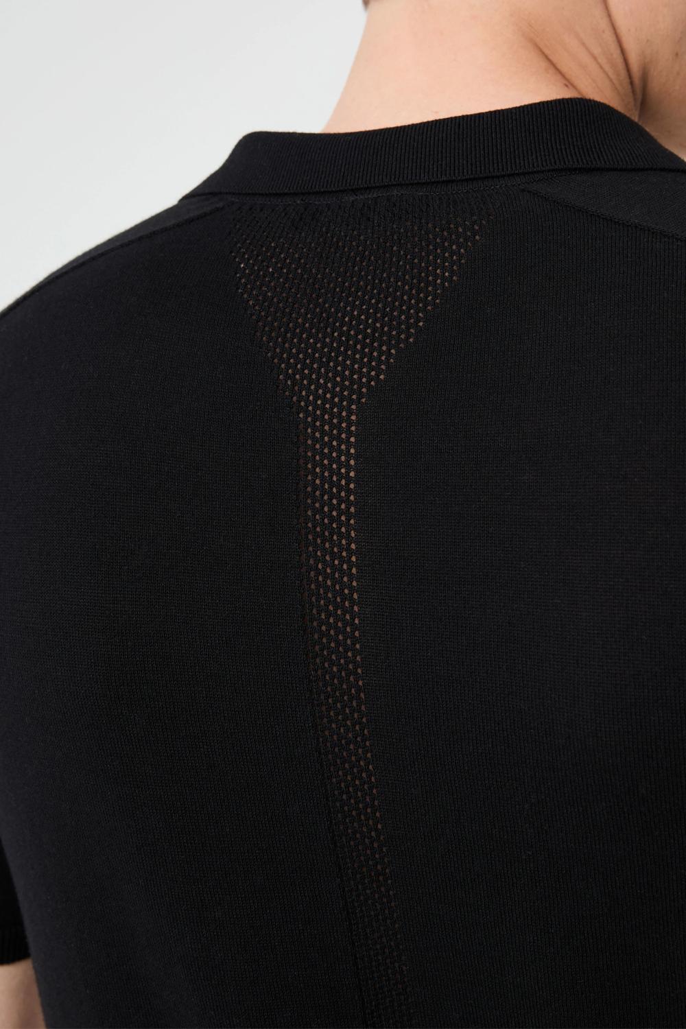 Polo Aperta Senza Bottoni in 3D Knit in Cotone e Lino ATA25083 BLACK Alpha Tauri