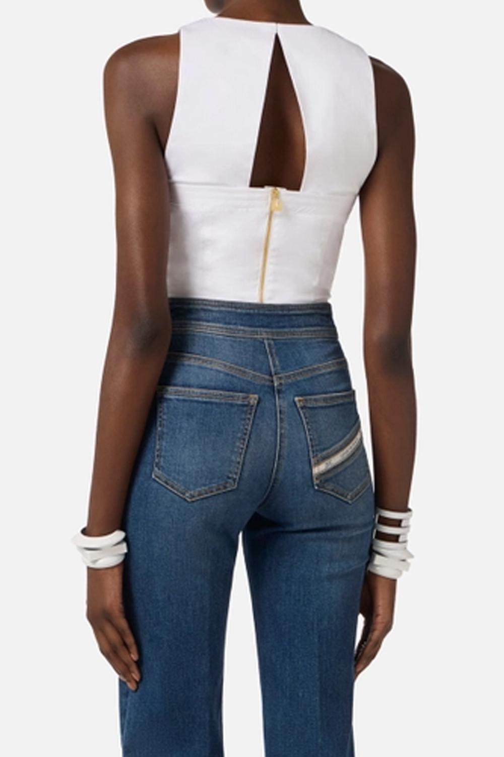 Top in Cotone Stretch con Volant TO054 62E2100 Elisabetta Franchi