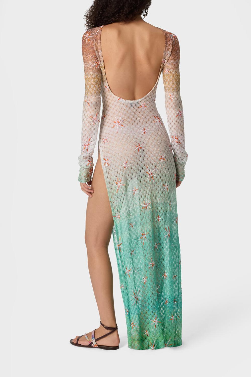 Abito copricostume lungo in viscosa lamé motivo ragnatela dégradé con ricamo MS26SQ0T BR014ESMSMG Missoni