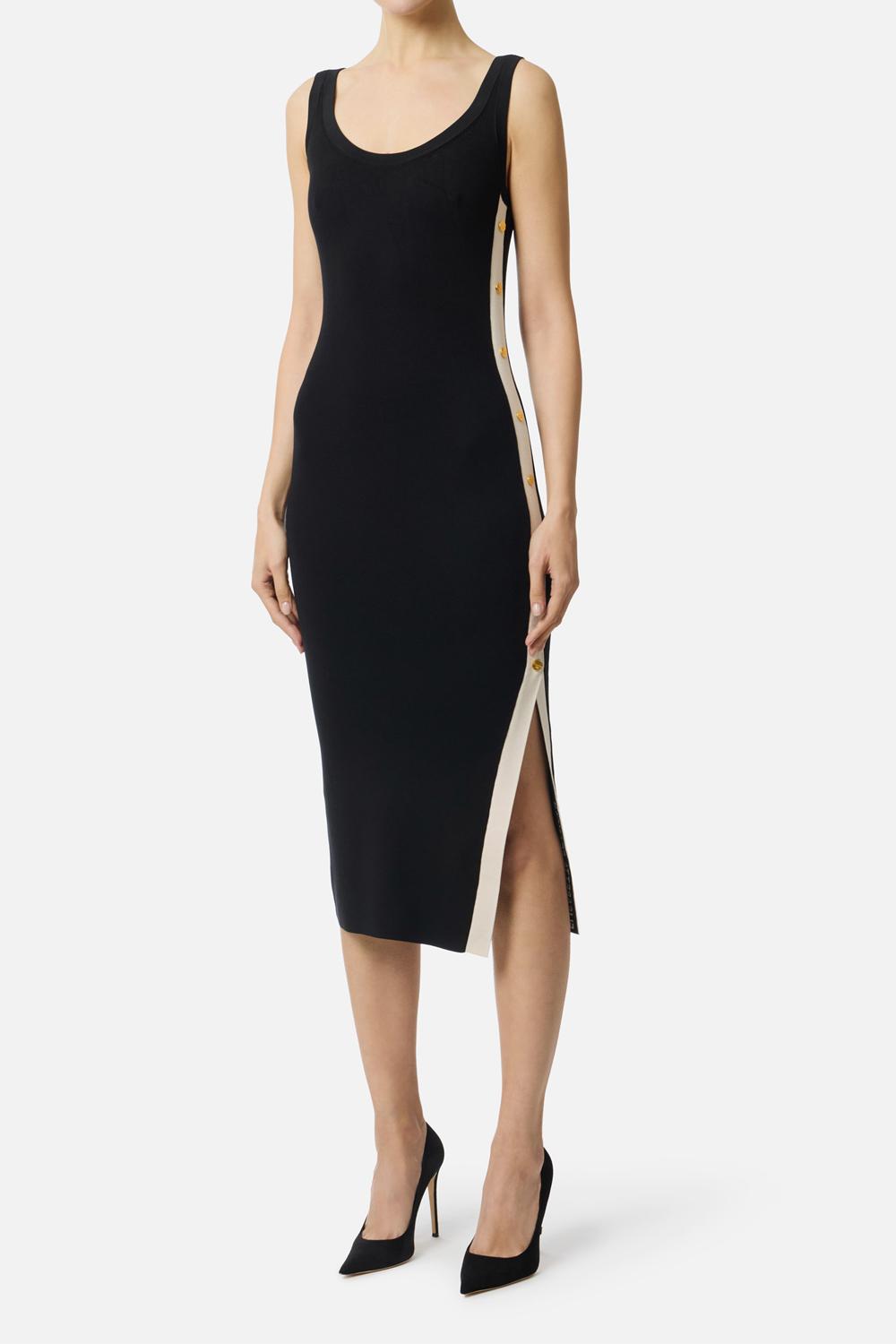 Abito in maglia con bande in viscosa lucida AM03S 61E2685 Elisabetta Franchi