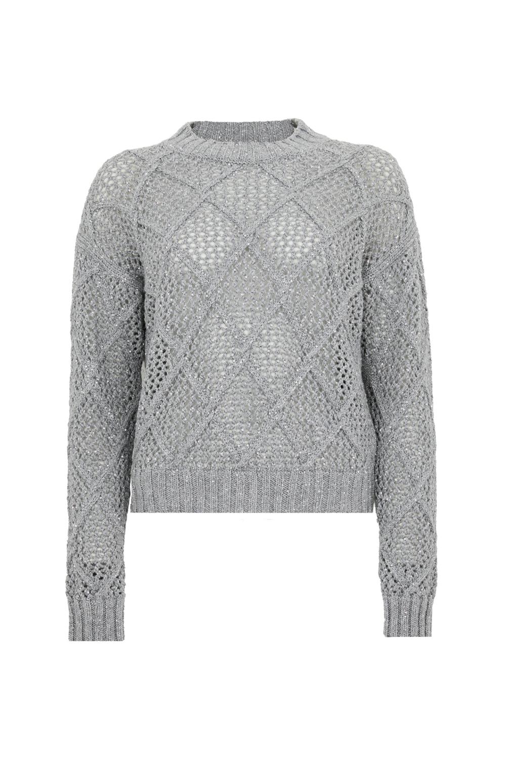 Maglia boxy in lana e cachemire con paillette ELLADE 002GRIGIO CHIARO Max Mara Studio